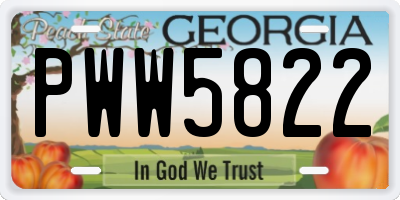 GA license plate PWW5822