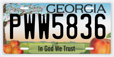 GA license plate PWW5836