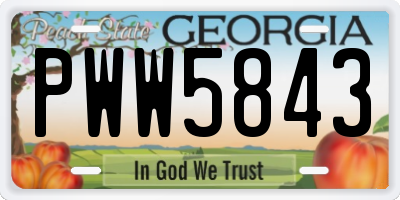 GA license plate PWW5843