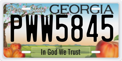GA license plate PWW5845