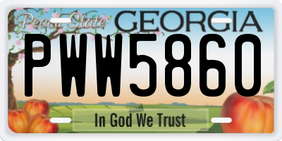 GA license plate PWW5860