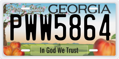 GA license plate PWW5864