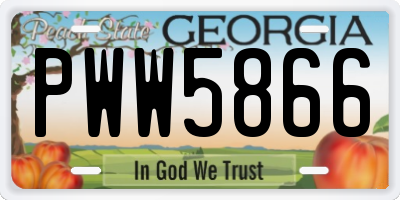 GA license plate PWW5866