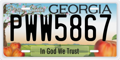 GA license plate PWW5867