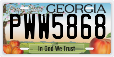 GA license plate PWW5868