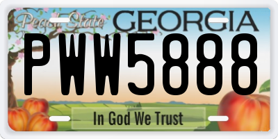 GA license plate PWW5888