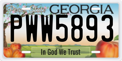 GA license plate PWW5893