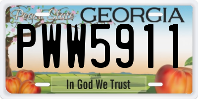 GA license plate PWW5911