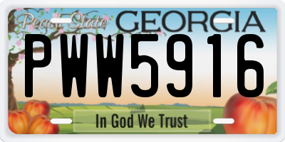 GA license plate PWW5916
