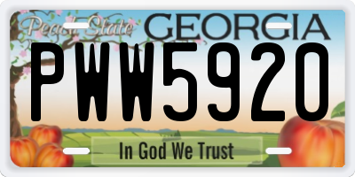 GA license plate PWW5920