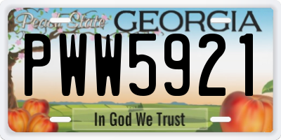 GA license plate PWW5921