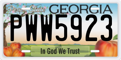 GA license plate PWW5923
