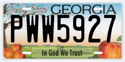 GA license plate PWW5927