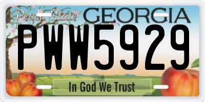 GA license plate PWW5929