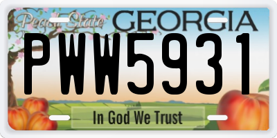 GA license plate PWW5931