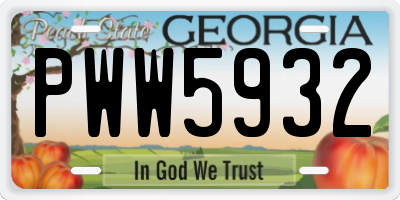 GA license plate PWW5932