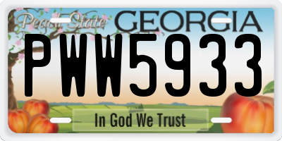 GA license plate PWW5933