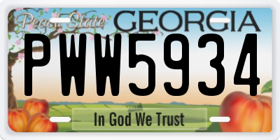 GA license plate PWW5934