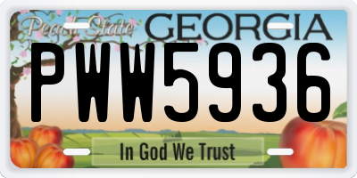 GA license plate PWW5936