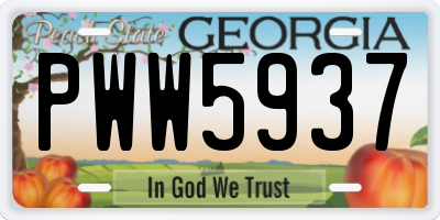 GA license plate PWW5937