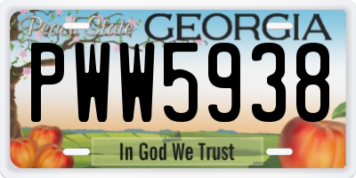 GA license plate PWW5938