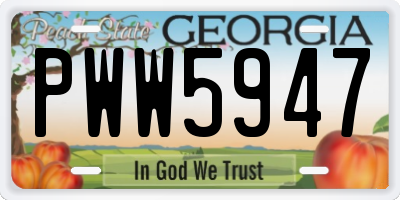 GA license plate PWW5947