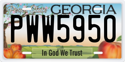 GA license plate PWW5950