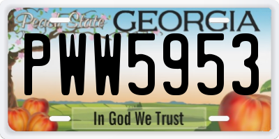 GA license plate PWW5953