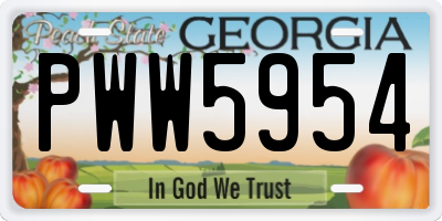 GA license plate PWW5954