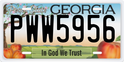 GA license plate PWW5956