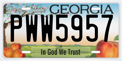 GA license plate PWW5957
