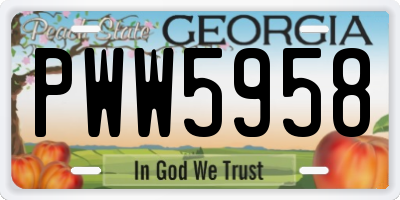 GA license plate PWW5958
