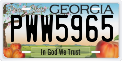 GA license plate PWW5965