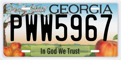 GA license plate PWW5967