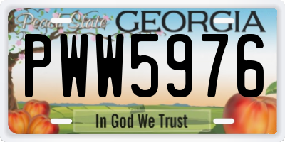 GA license plate PWW5976