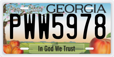 GA license plate PWW5978