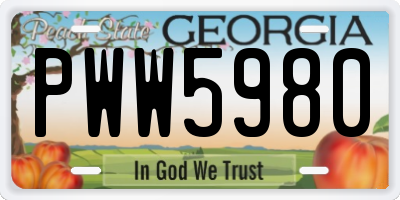 GA license plate PWW5980