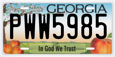 GA license plate PWW5985