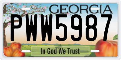 GA license plate PWW5987