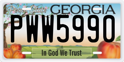 GA license plate PWW5990