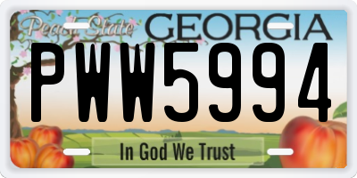 GA license plate PWW5994