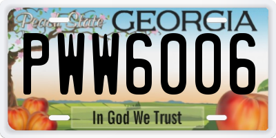 GA license plate PWW6006
