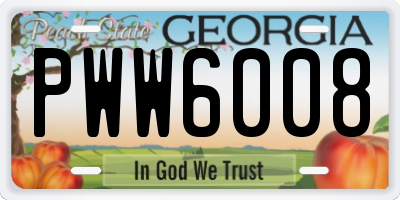 GA license plate PWW6008
