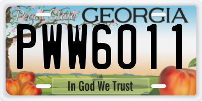 GA license plate PWW6011