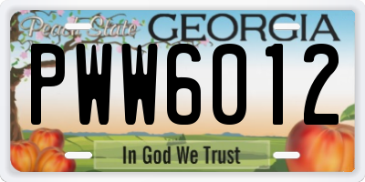 GA license plate PWW6012