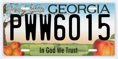 GA license plate PWW6015