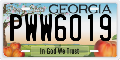 GA license plate PWW6019