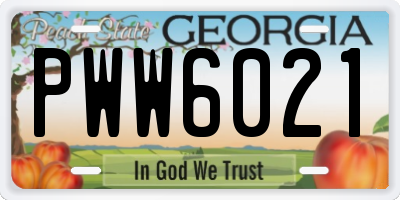 GA license plate PWW6021
