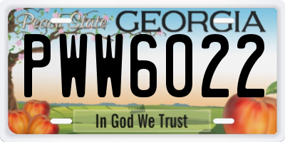 GA license plate PWW6022