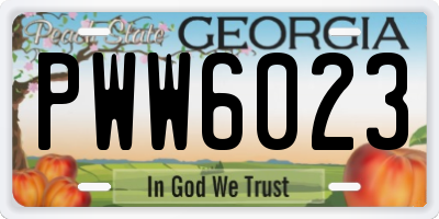 GA license plate PWW6023